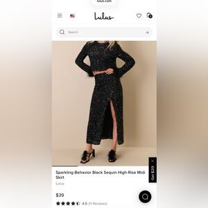 Lulu's Sparkling Behavior Black Sequin Midi Skirt